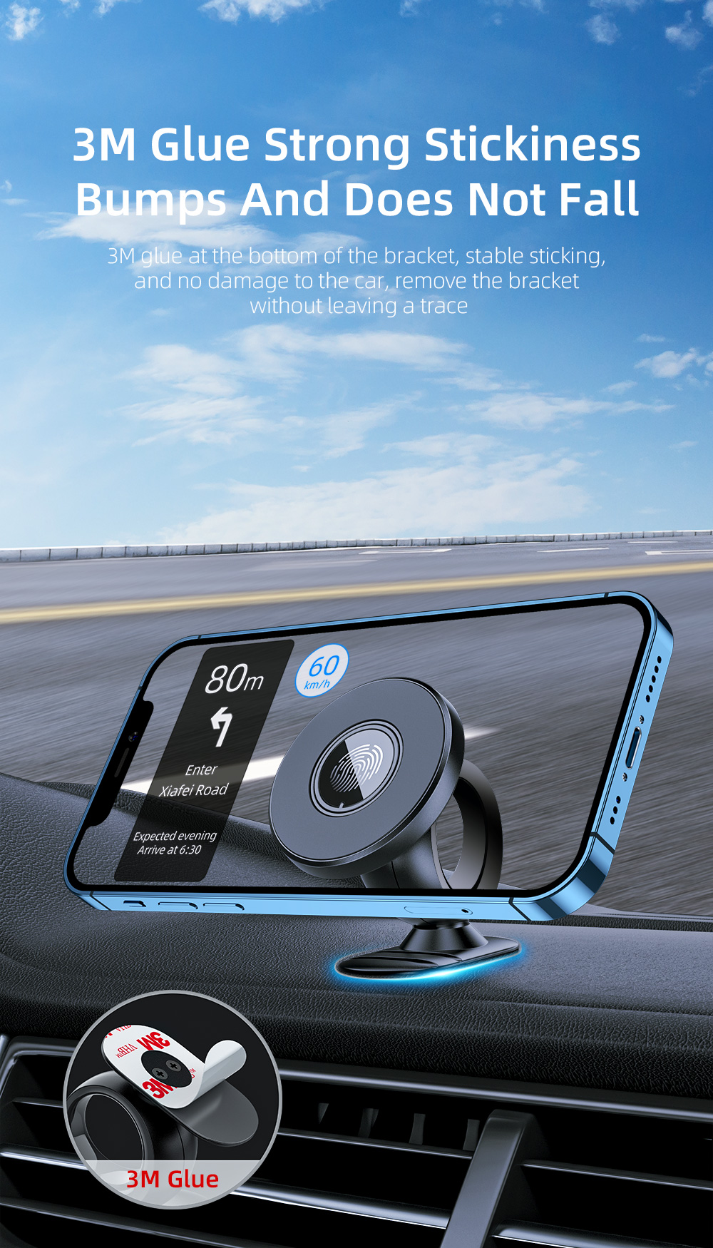 Mirror Magnetic 360 Magnetic Car Phone Holders OEM ODM with 3M Adhesive Paste