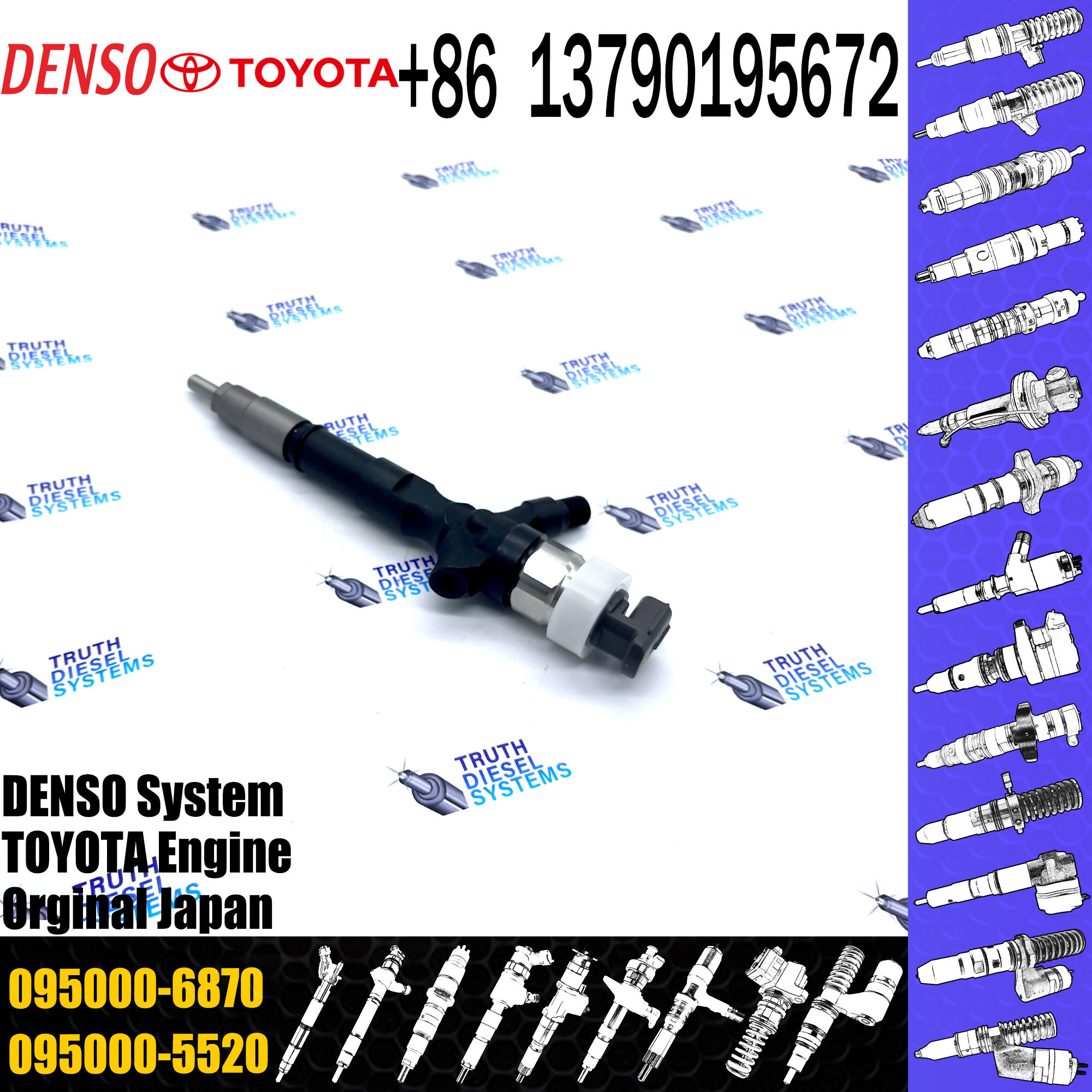 Diesel Common Rail Injector Assembly 23670-39155 095000-6870 For TOY0TA 1KD-FTV Engine