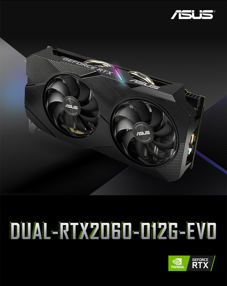 Fan Cooler RTX 2060 Graphics Card PCIE 3.0 12GB GDDR6 DUAL-RTX2060-12G-EVO