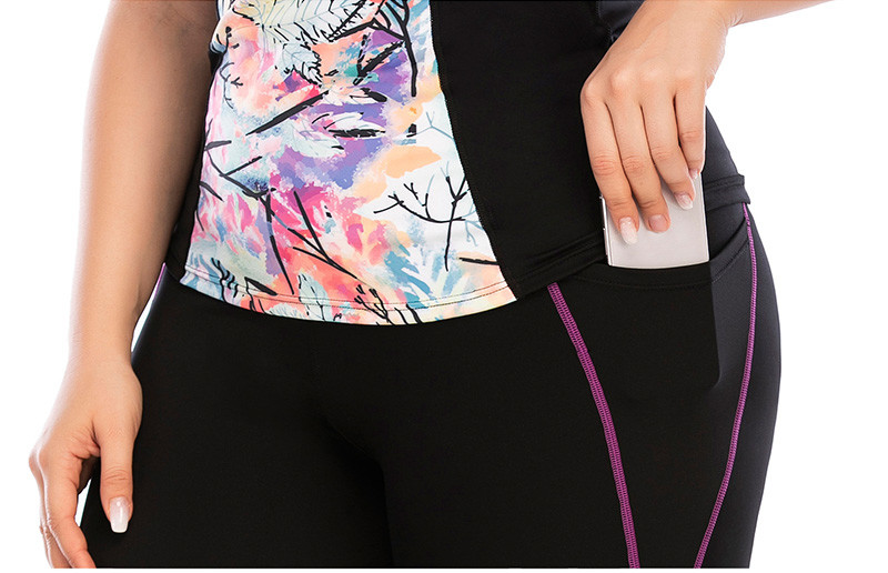 Nylon Plus Size Crop Top And Leggings Printed Quick Drying Yoga Set clothes