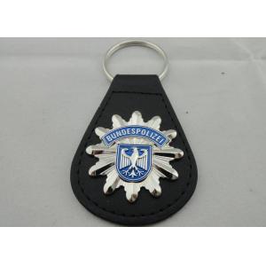 3D BUNDESPOLIZEI Leather Keychain, Customized Keychains with Zinc Alloy Enamel