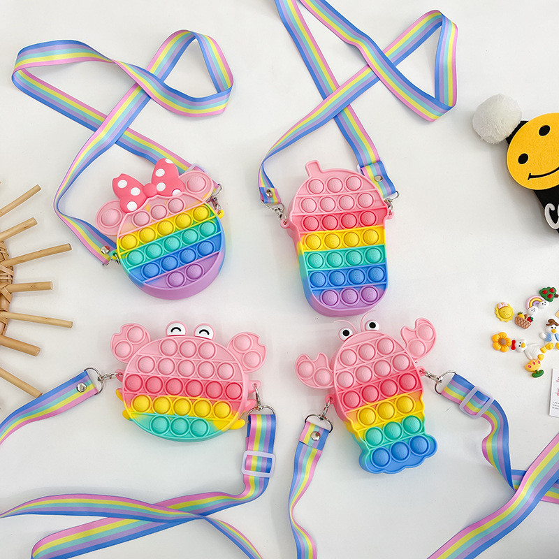 Colorful Silicone Makeup Accessories Lightweight Cute Tote Bag For Kids Pencil Bag Storage Container Bag ShoulderHandbag