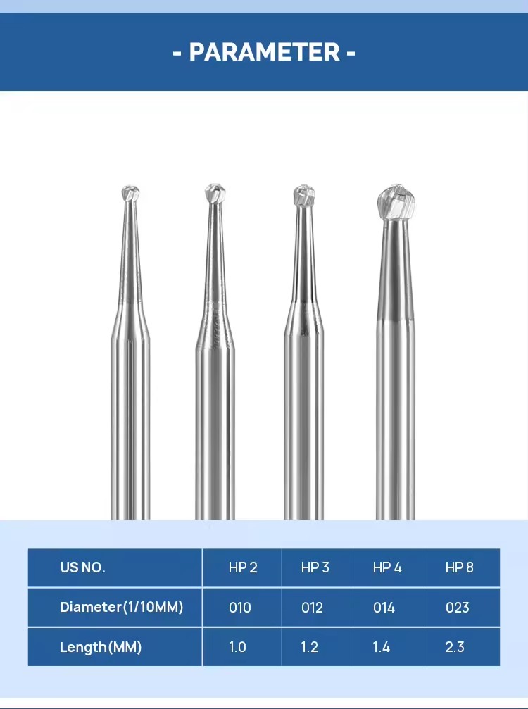 Tungsten HP Polishing Carbide Bur 2.35mm Dental HP Carbide Bur For Straight Handpiece