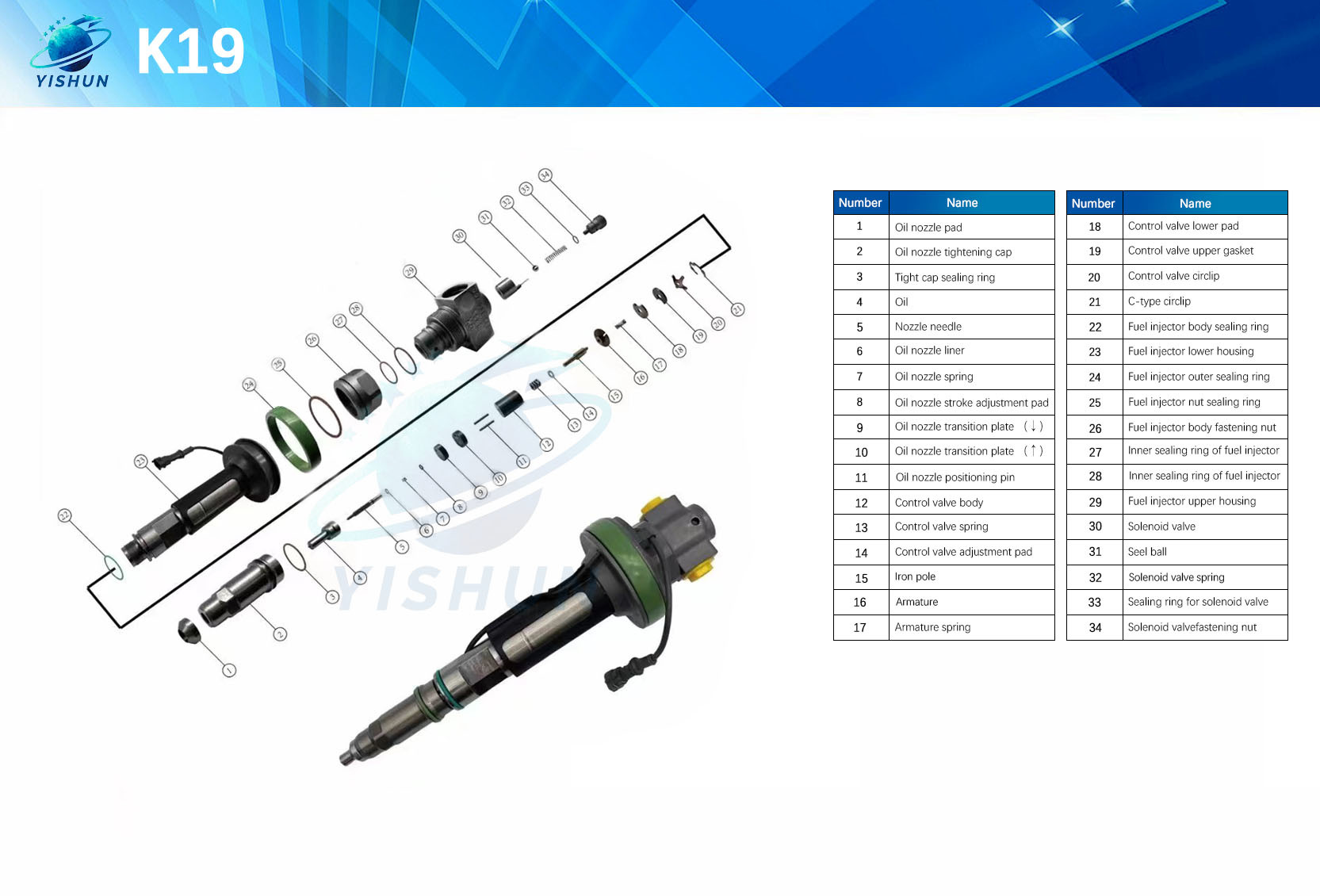 Fuel Injector Assembly F00BJ00000 2881088 0986435900 Y431K05392 0986435615 For Qsk19 Engine