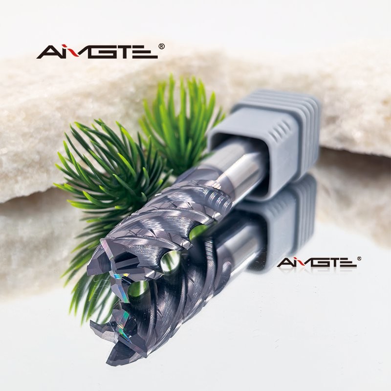 4 Flute Solid Carbide Flat End Mill with Chip Splitter High Performance Steel Cutting Tool