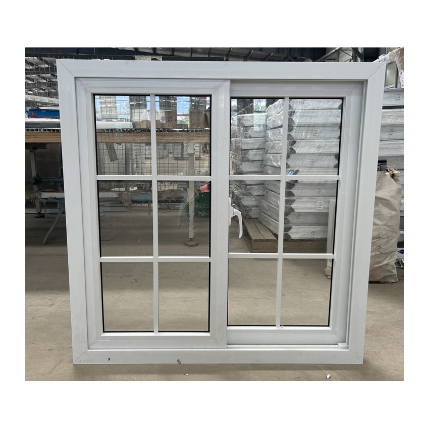 PVC UPVC Double Pane Glass White Vinyl Sliding Window With Grill Mosquito Mesh