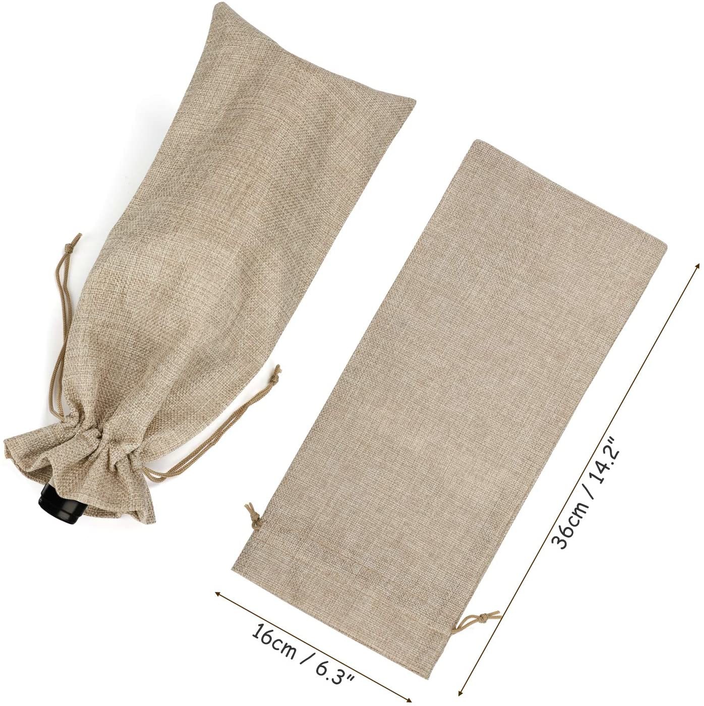 Resuable Drawstring Printed Jute Bags Gift Bags for Wine