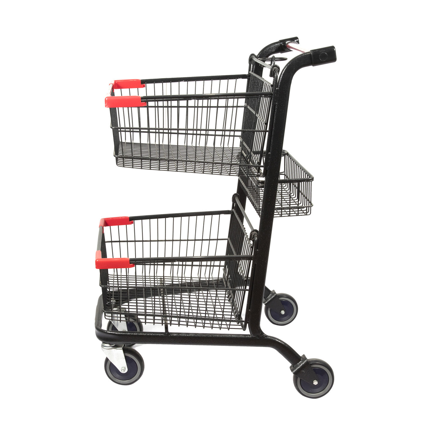 Double Layer Baskets Supermarket Trolley Cart Grocery Store Lightweight Shopping Trolley