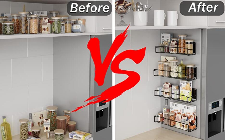 Customized Sizes Kitchen Organizer Magnetic Spice Storage Rack for Refrigerator