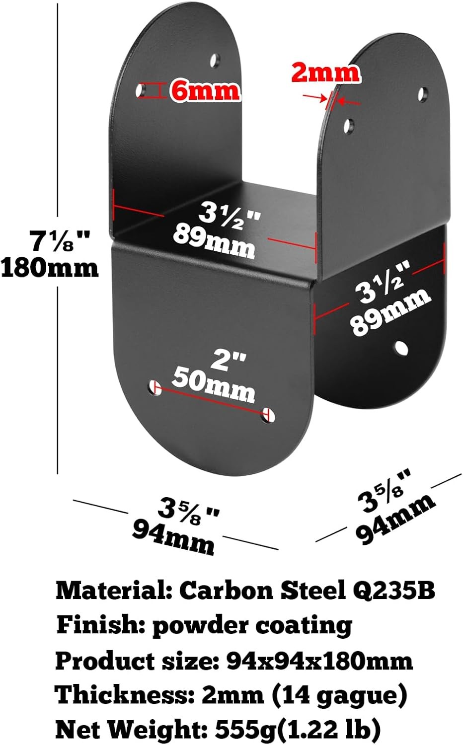 14 Gauge 4x4 Post Anchor Steel Mounting Brackets For Post To Wood Deck