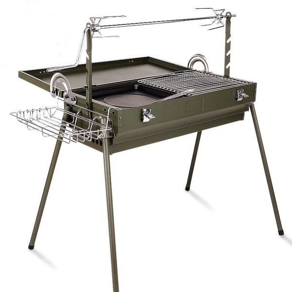 Chrome Plated Rotating Skewer Suitcase Grill Perfect for Camping and Outdoor