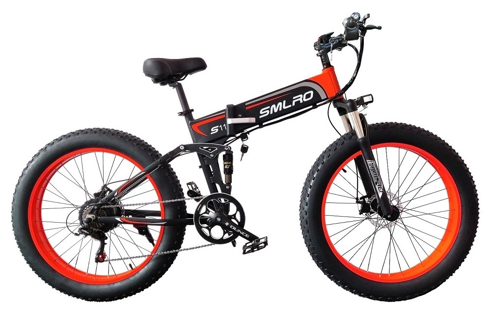 SMLRO S11 26x4.0 inch Fat Tire Folding E-Bike 1000W Motor 10.4AH Lithium Battery Electric Bike Drop Shipping Available