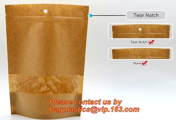 Foil Kraft Paper Bag Coconut Packaging Bags Doypack with Clear Window,500g 1kg