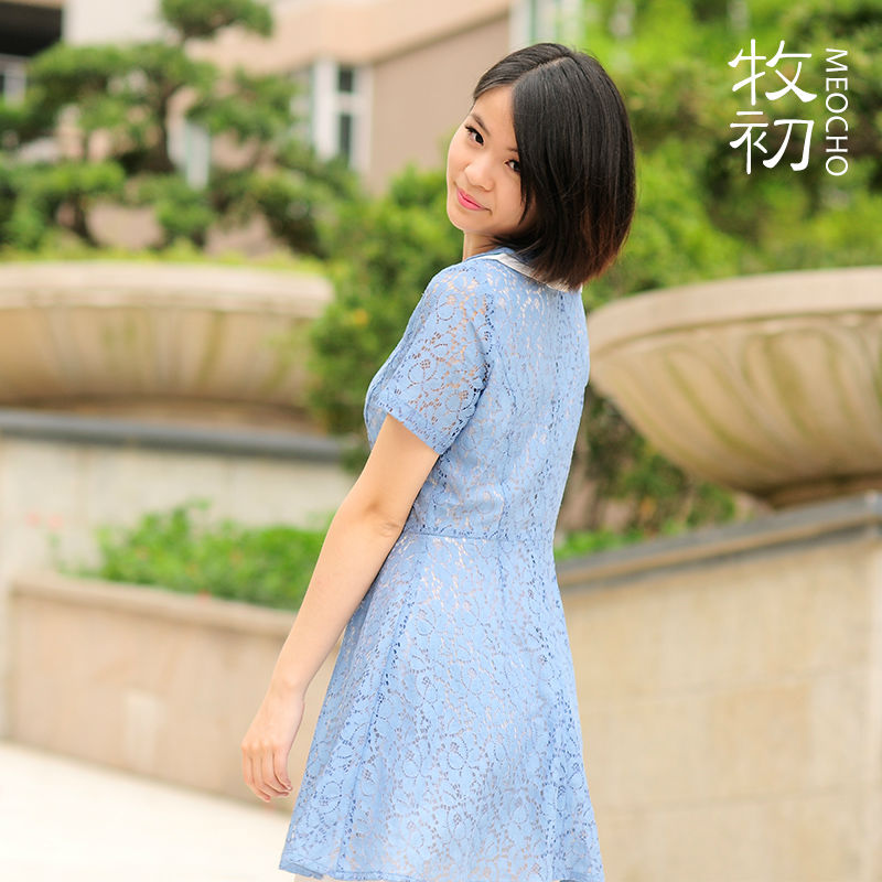 2015 Summer Hot European Style short Sleeve Lace Dress Girl's