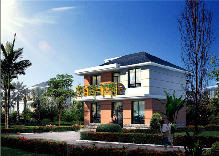 Modern Luxury Light Steel Villa House / Two Story Prefab House With Garage