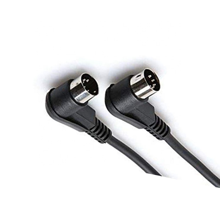 CUSTOM Factory Shield Right Angle Male to Male 5 Pin Din Connector Midi Cable