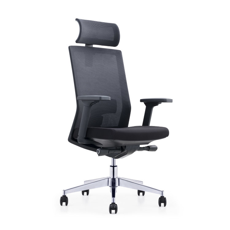 Black Back Comfortable Mesh Office Chair With Adjustable Movable Headrest