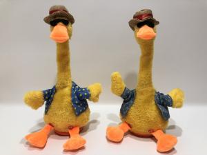  Recording Repeating Dancing Singing Yellow Duck Plush Toy with Straw Hat Manufactures