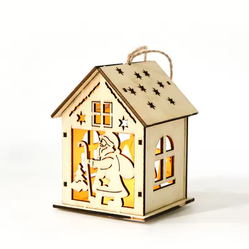 Christmas Cottage LED Holiday Light Figurines Wooden Lighted Indoor Decoration Xmas Decorations Party Decor Gift
