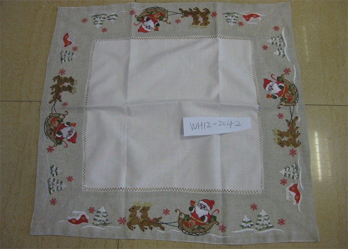 Polyester Fabric Linen Hemstitch Tablecloth Durable For Home And Hotel