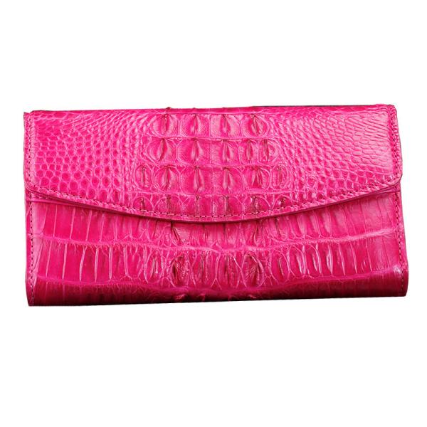 Exotic Real Crocodile Skin Women Large Trifold Wallet Genuine Alligator Leather