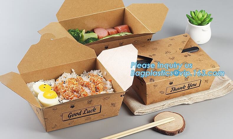 Cheap Cardboard foldable kraft paper lunch box with window,Lunch noodle fast food kraft paper box by customized logo pri