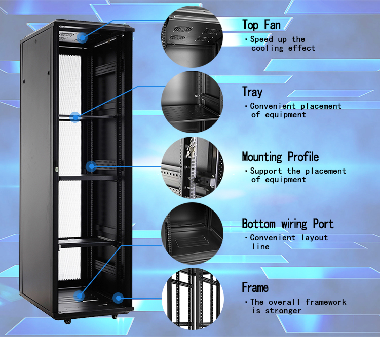 SPCC 19" Rack Enclosure Server Cabinet , Floor Mount Network Rack Customized Size