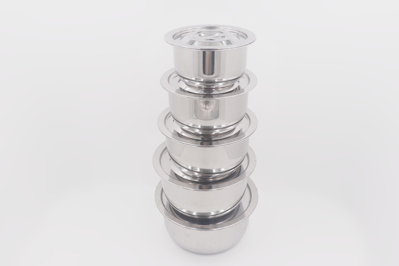 10pcs Cooking Stock Pot Multi Size Round Metal Steel Basin With Lid