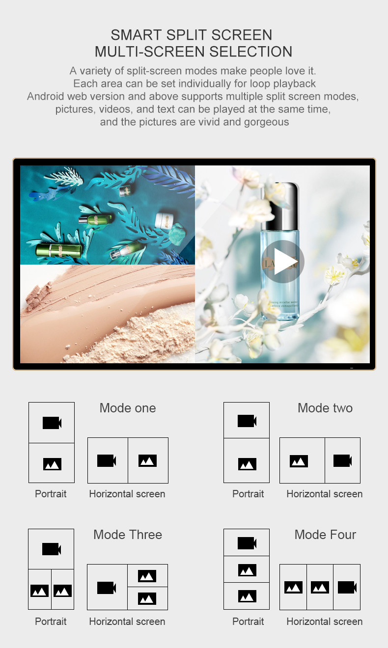 CCC FCC 55 65 Inch Suspend Ad TV Smart Network Wall Mount LCD Display