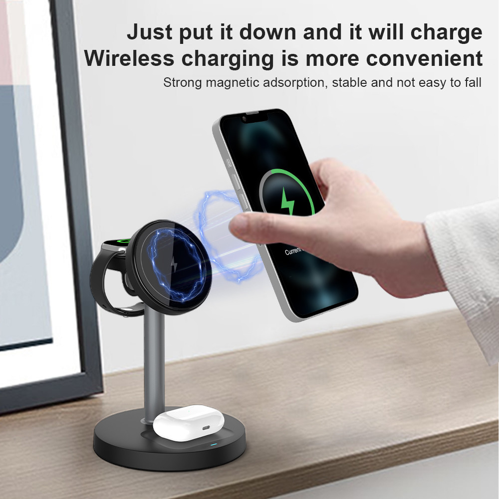 S11 3 In 1 Wireless Charging Stand With CE/FCC/RoHS/UKCA Certificates