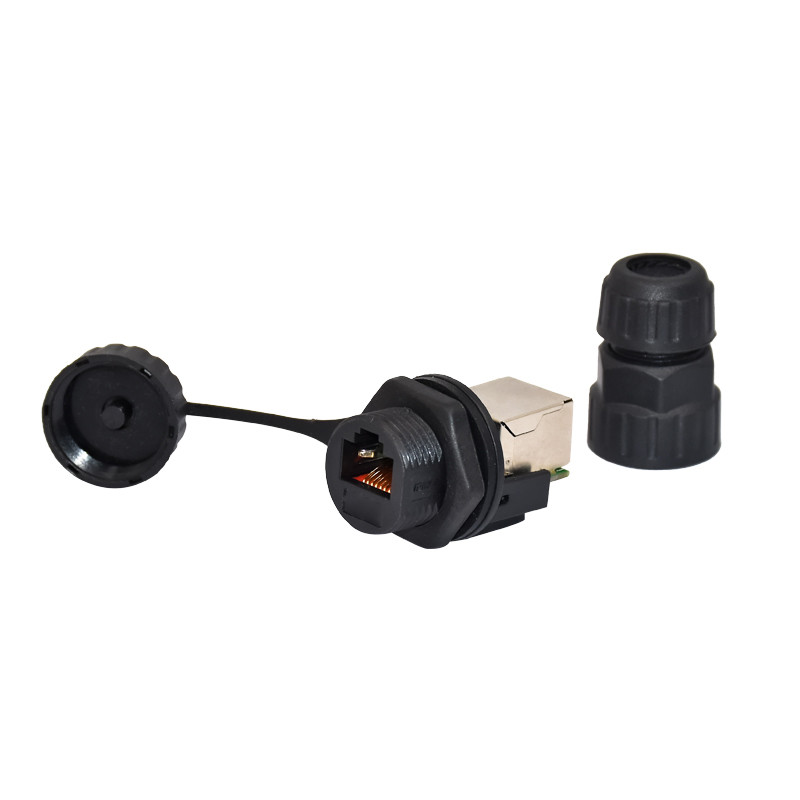 RJ45 Female Connector Panel Mount Waterproof IP68 Plug