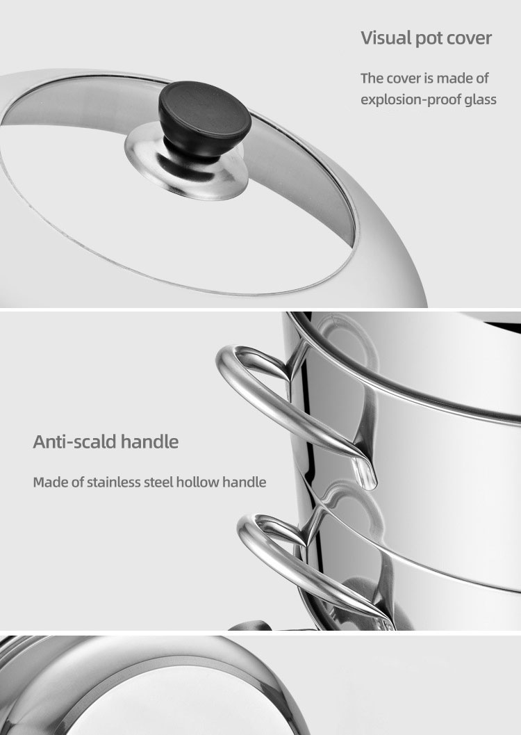 Commercial Cookware Multilayer Stainless Steel Steamer Pot Large Capacity Cooking Pot With SS Lid