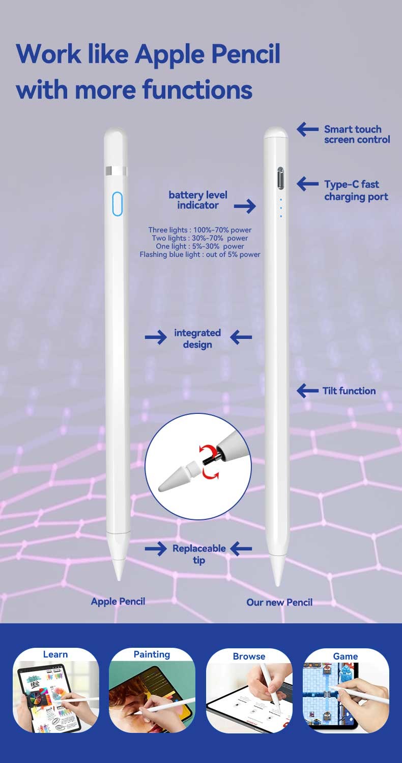 Plastic Tip Active Touch Screen Pen with 180mAh Battery Capacity