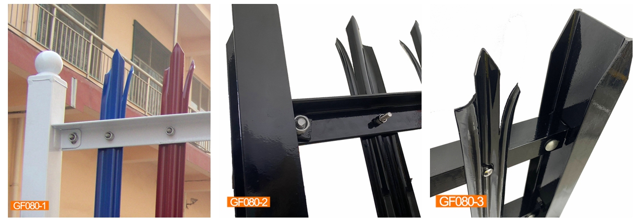 Industrial 2.4m Height Tubular Steel Fence Powder Coated Security Angle Rails 40*40mm