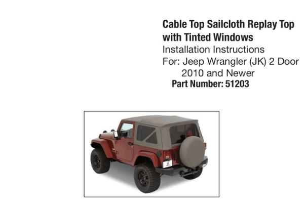 51203 Fabric Sailcloth Replay Soft Top Factory Canva for Jeep Wrangler 2 Door