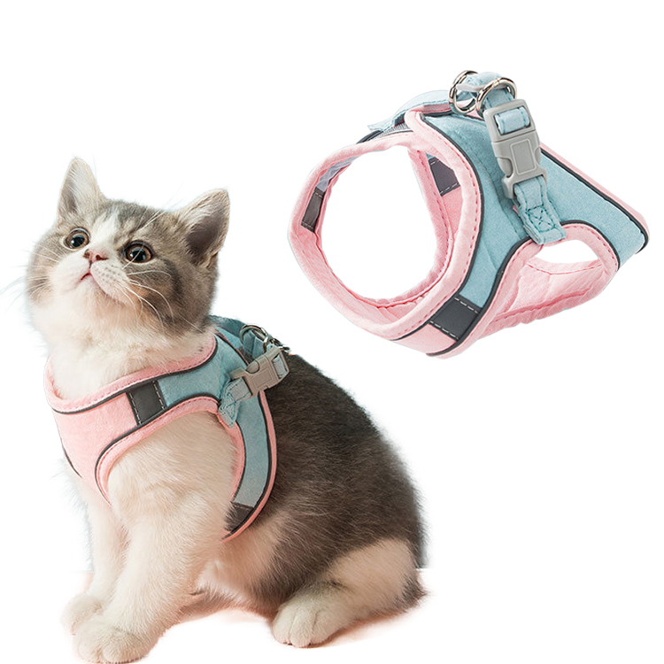 Lovely Adjustable Pet Harness Soft Nylon Mesh Reflective Cat Harness Leash Set