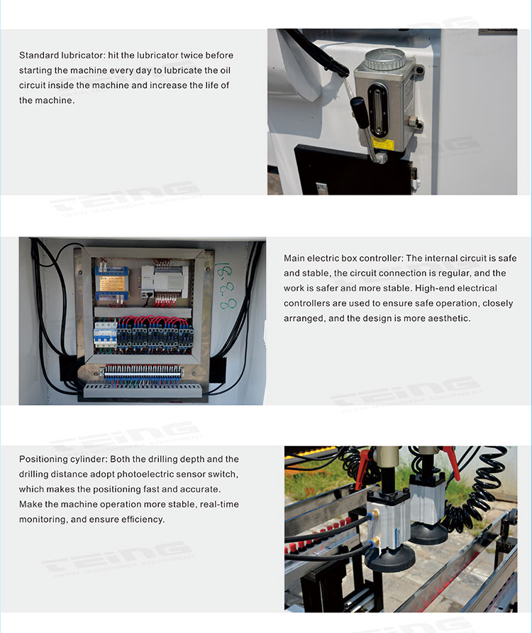 3 Rows Woodworking Multi-Boring Machine with Standard Motor Maximum Hole Depth of 60mm