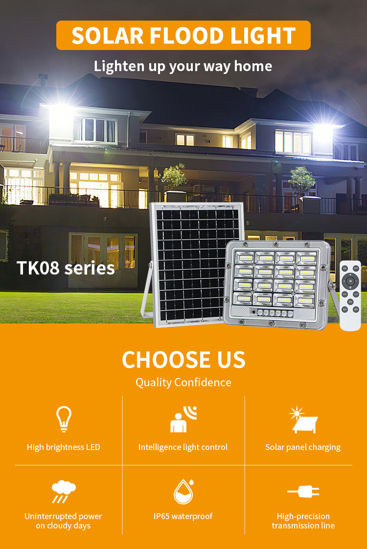 Garden Led Solar Powered Flood Light IP66 Remote Control Battery 100W 200W 300W