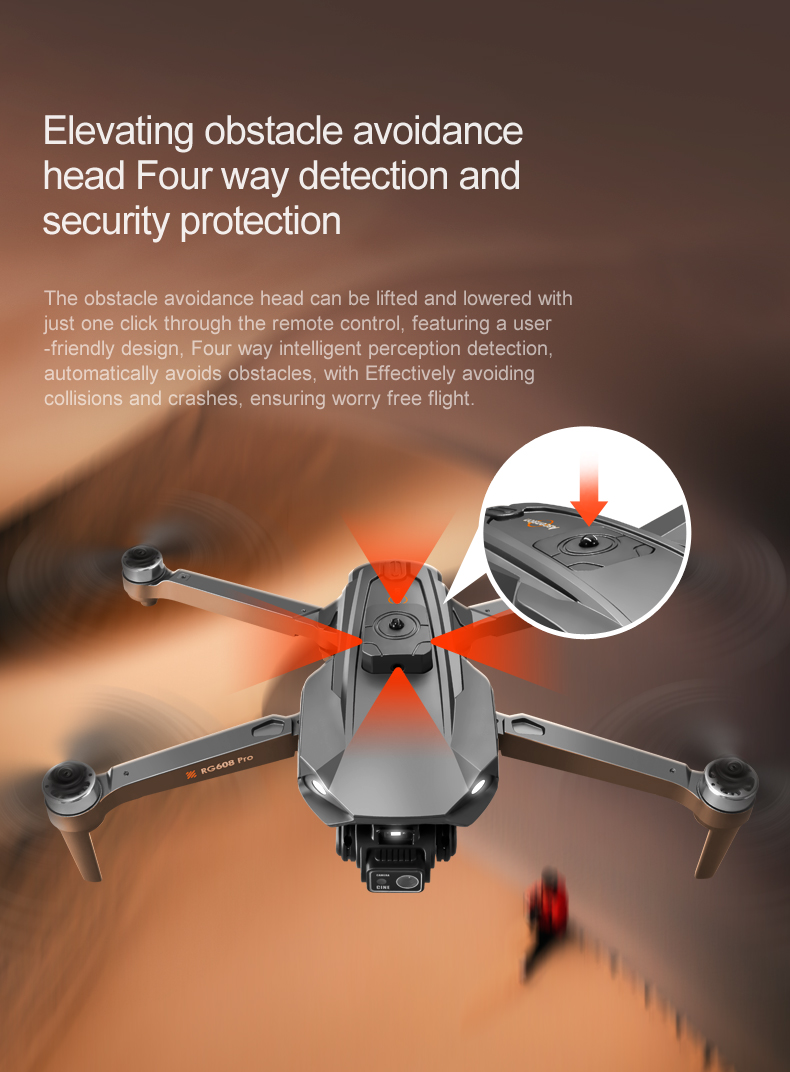 5KM Image Transmission Rg608 Pro Lift Obstacle Avoidance 8k Dual Camera Night Flash Shooting Brushless Motor 2.4g Wifi Fpv Quadcopter