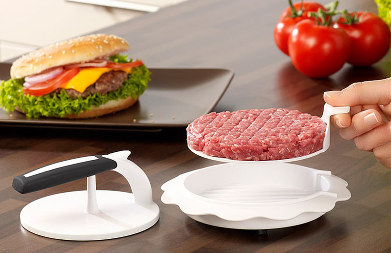 TPR Plastic Vegetable Cutter Manual Hamburger Maker Press White 16 * 7.8cm