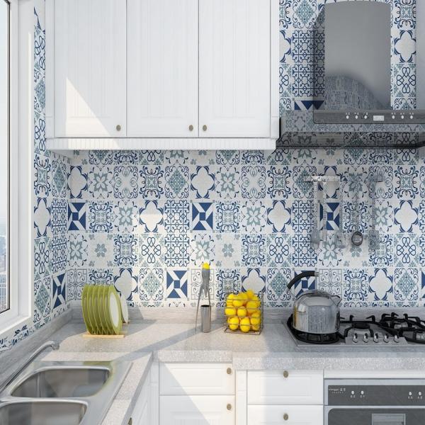 Modern Tile Mosaic Ceramic Wallpaper Roll for Kitchen Cupboard Cabinet Furniture