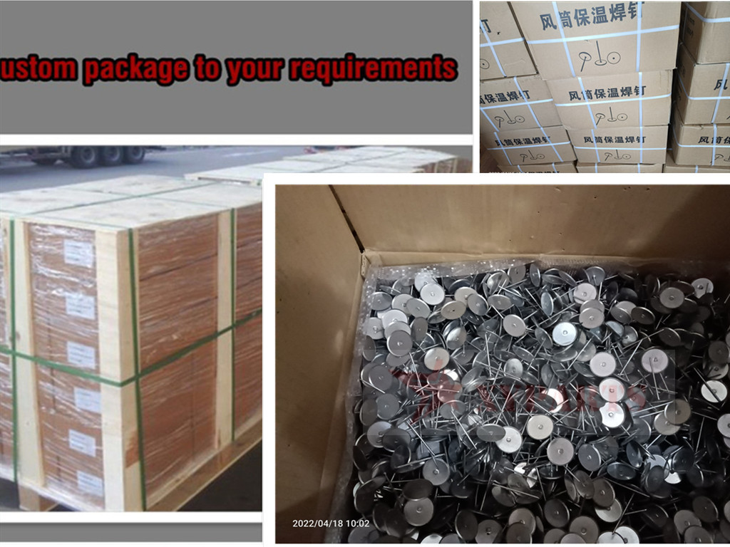 1" Cup Head Weld Pins With Insulated Paper For Fastening Insulation Onto Steel Duct Work