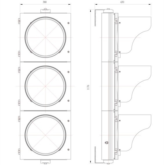 300mm fresnel lens traffic light housing