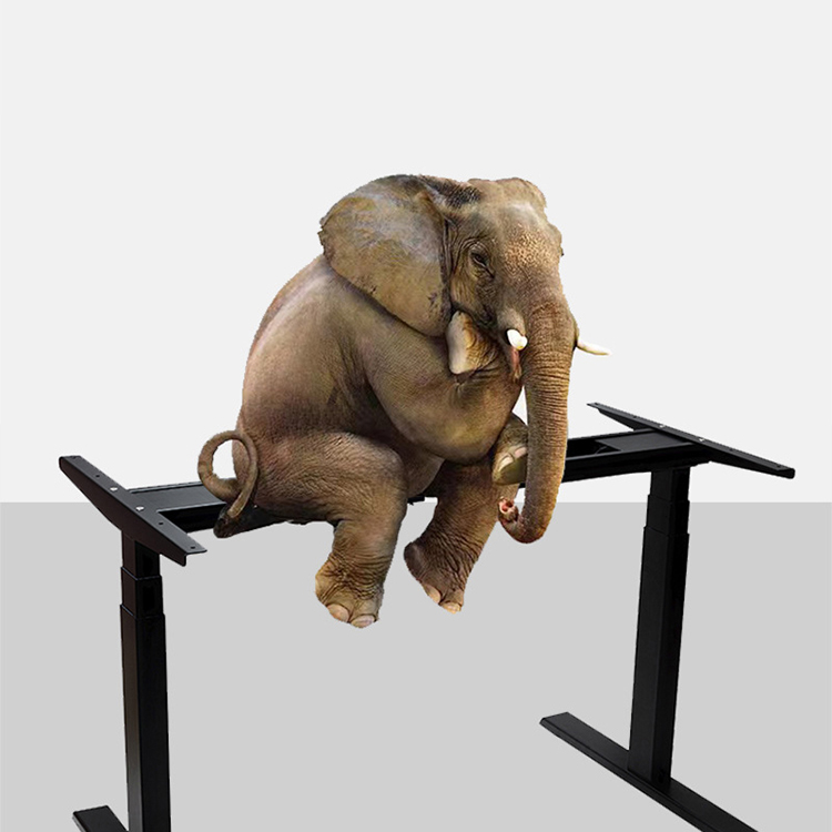 CEO Work Meeting Table Brown Luxury Design with Dual Motor Electric Height Adjustment