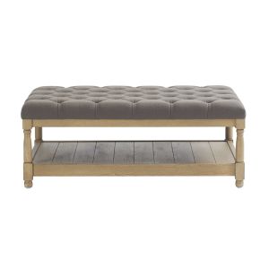  Upholstered Tufted Coffee Table Ottoman Modern Design With Wooden Shelf Manufactures