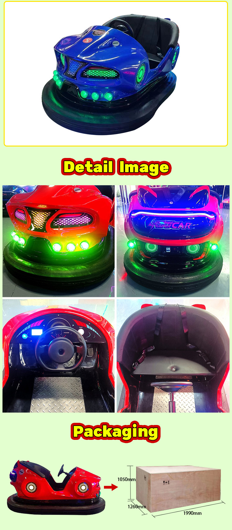 Indoor Adult Bumper Car Red Blue Gold Silver Kiddie Rides Electric Bumper Car