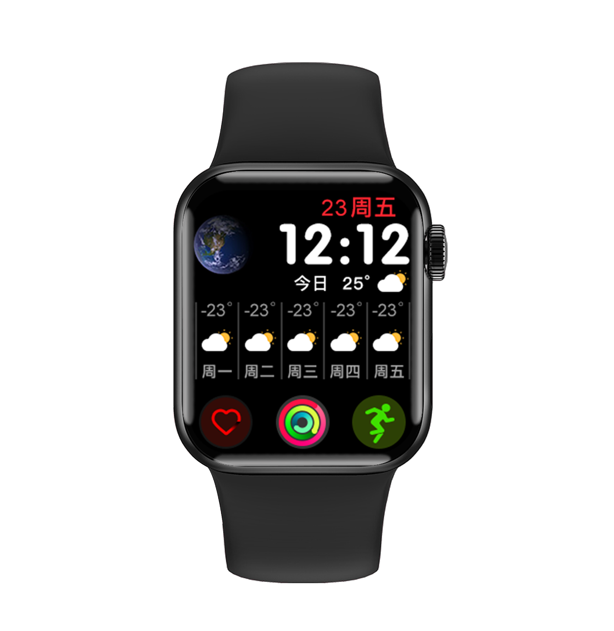Square 1.75inch Full Touch Smartwatch Blood Pressure Monitoring