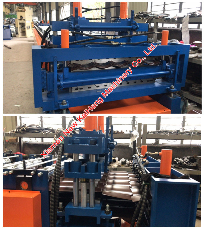 Roofing/tile roof roll forming machine, metal forming, cold rolling, double layer, steel dual layer
