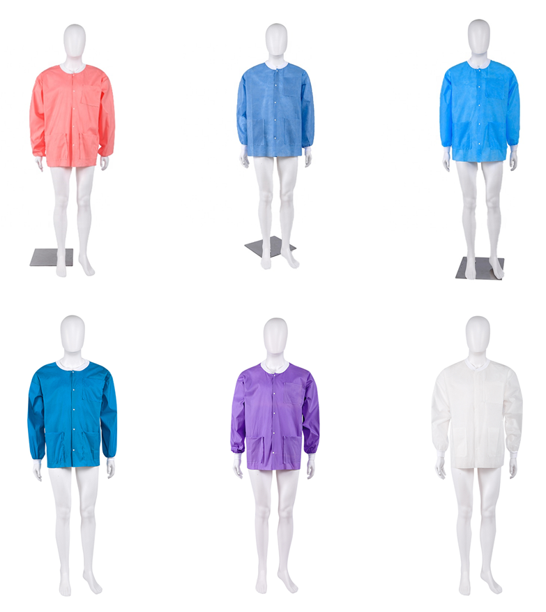 S&J Wholesale dental pink disposable hospital gown non woven women lab jacket Breathe Cool and Strong, No-Wrinkle Lab jacket
