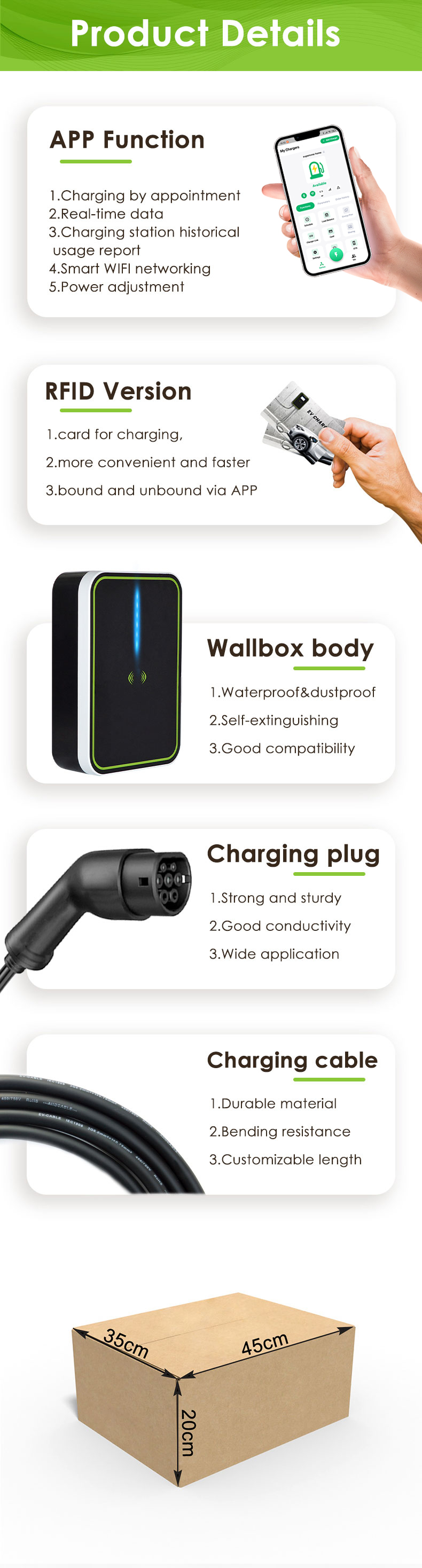 32A 7kw GBT EV Charger Wallbox EVSE Type 2 Charging Station Wall Mounted